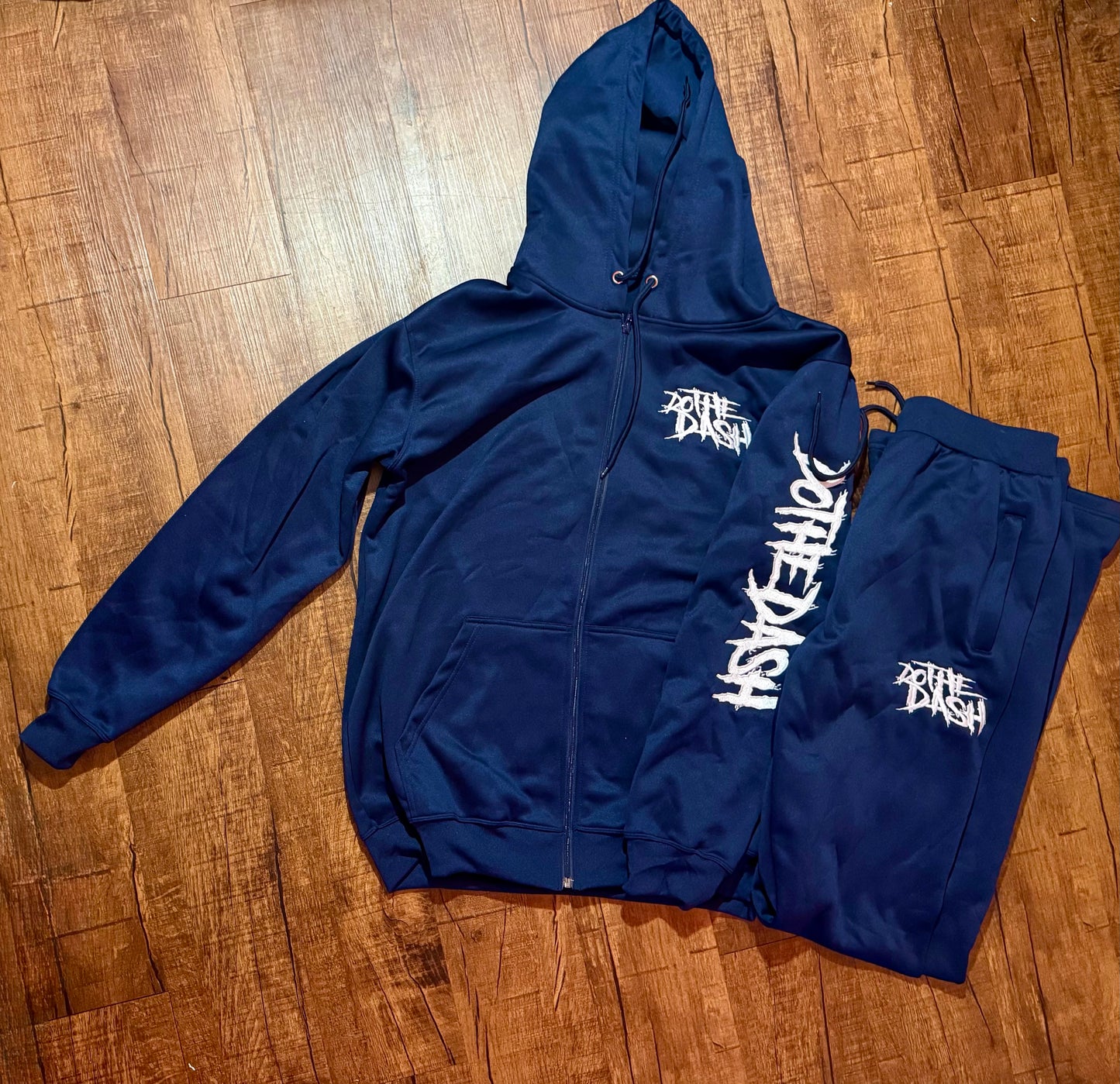 Blue Jogging Suit Stack Pants