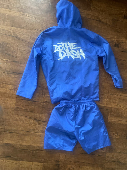 Blue Windbreaker  with a bold white logo