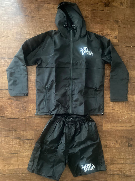 Black  Windbreaker  with a bold white logo